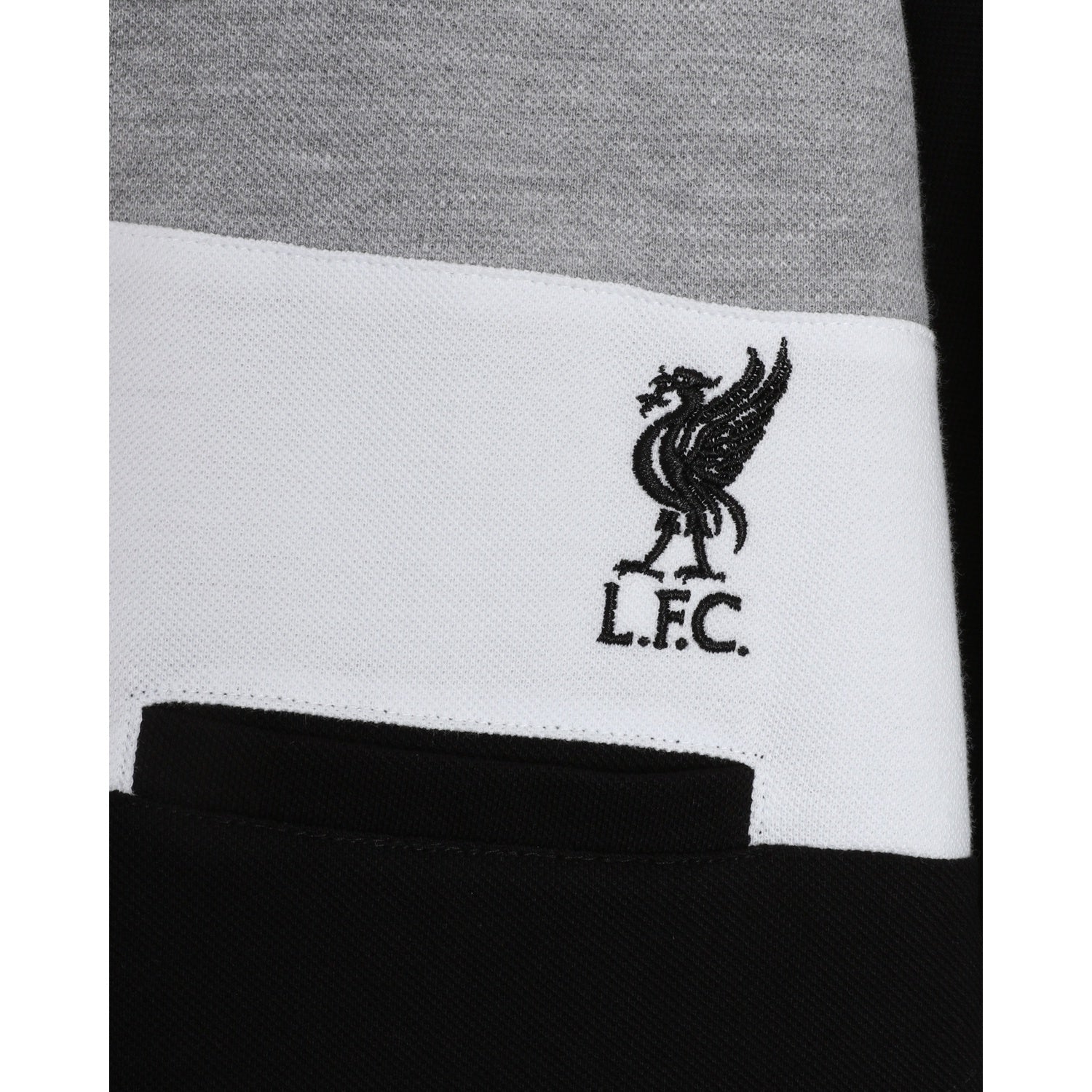 Black-Heather Grey-White - Pack Shot - Liverpool FC Mens Polo Shirt