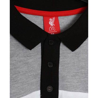 Black-Heather Grey-White - Close up - Liverpool FC Mens Polo Shirt