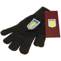 Black - Side - Aston Villa FC Childrens-Kids Knitted Winter Gloves