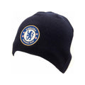 Navy - Front - Chelsea FC Unisex Adult Crest Knitted Beanie