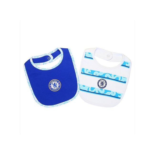 Blue-White - Front - Chelsea FC Baby Crest Bibs (Pack of 2)