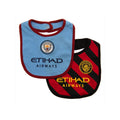 Sky Blue-Claret Red-Black - Front - Manchester City FC Baby Bibs (Pack of 2)