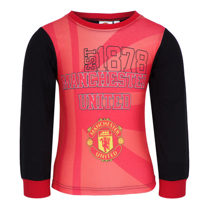 Red-Black - Back - Manchester United FC Boys Pyjama Set