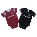 Claret Red-Sky Blue-Black - Front - West Ham United FC Baby 2022-23 Bodysuit (Pack of 2)