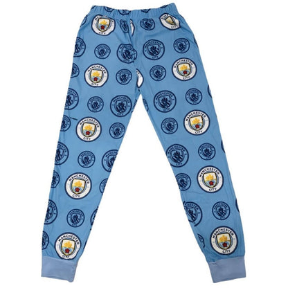 Blue - Front - Manchester City FC Boys Fleece Lounge Pants