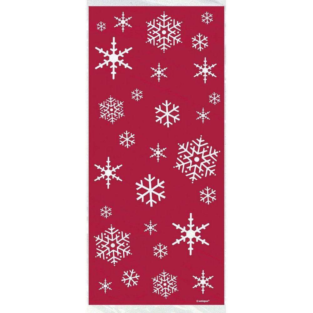 Red-White - Front - Unique Party Sparkle Cellophane Christmas Party Bags (Pack of 20)
