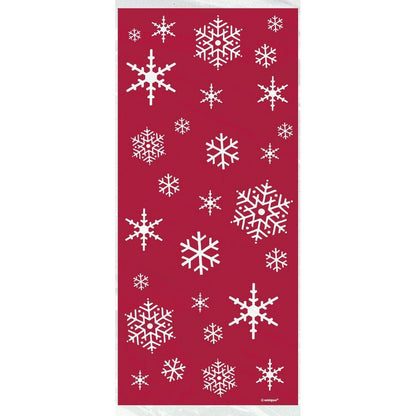 Red-White - Front - Unique Party Sparkle Cellophane Christmas Party Bags (Pack of 20)