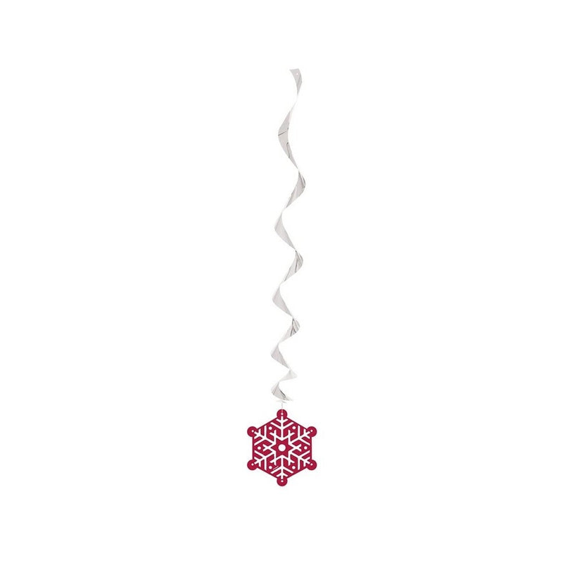 Red-White - Front - Unique Party Sparkle Tree Snowflake Christmas Hanging Decoration (Pack of 3)