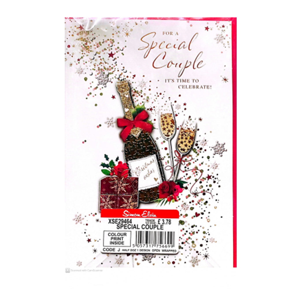 White-Red-Gold - Front - Simon Elvin For A Special Couple It´s Time To Celebrate Christmas Card (Pack of 6)