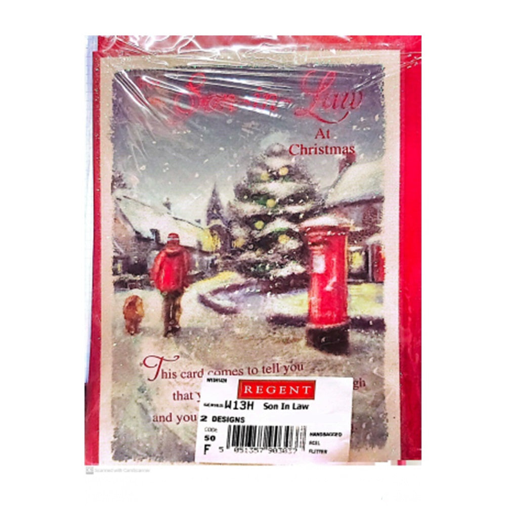 Multicoloured - Front - Simon Elvin At Christmas Son In Law Christmas Card (Pack of 12)