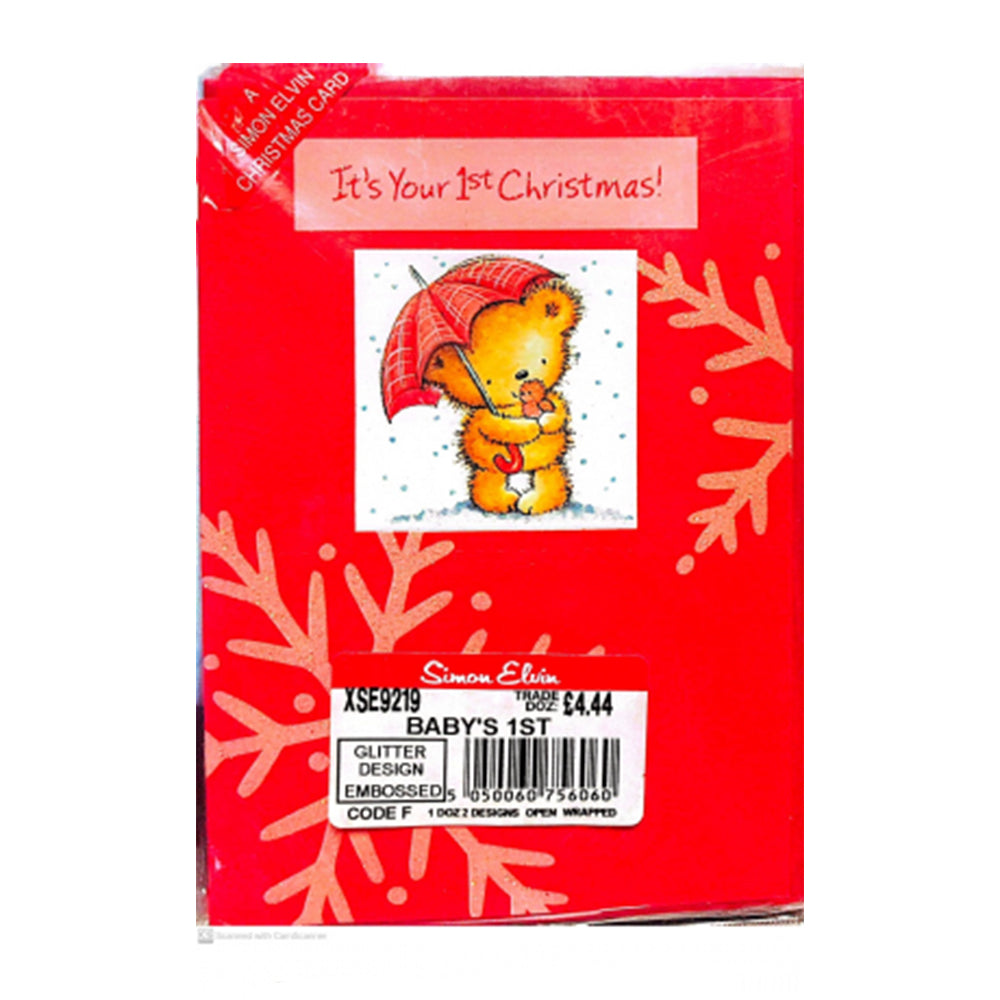 Red - Front - Simon Elvin It´s Your 1st Christmas Snowflake Greetings Card (Pack of 12)