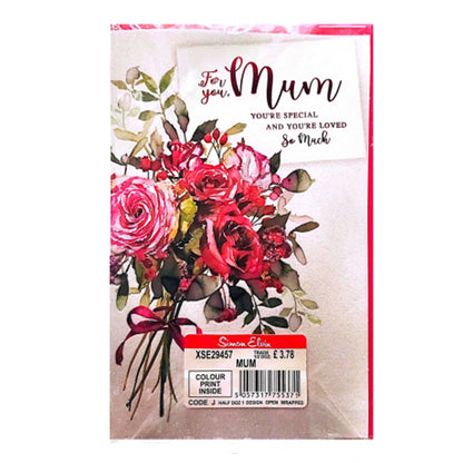 Red-Green-White - Front - Simon Elvin For You Mum Bouquet Christmas Card (Pack of 6)