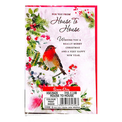 Pink-Green-Red - Front - Simon Elvin For You From House To House Christmas Card (Pack of 6)