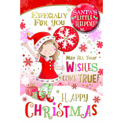 Red-White-Yellow - Front - Simon Elvin Especially For You Santa´s Little Helper Christmas Card (Pack of 6)