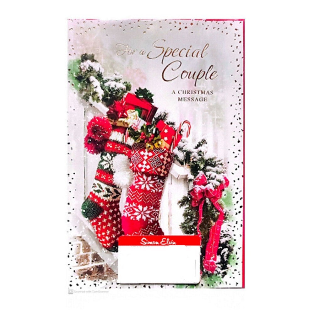 Multicoloured - Front - Simon Elvin For A Special Couple Christmas Card (Pack of 6)