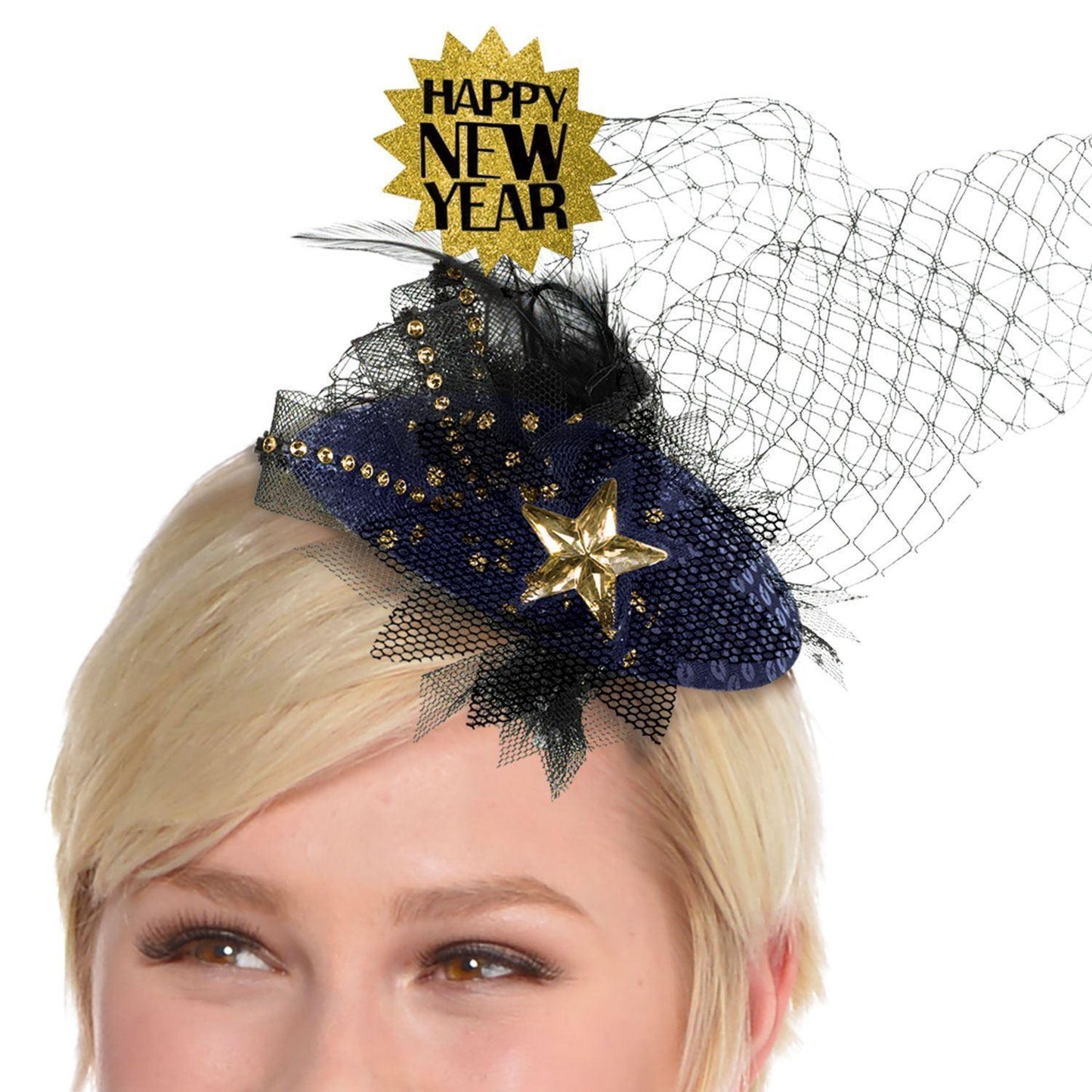 Midnight Blue - Back - Amscan Couture Clip-On New Year Fascinator