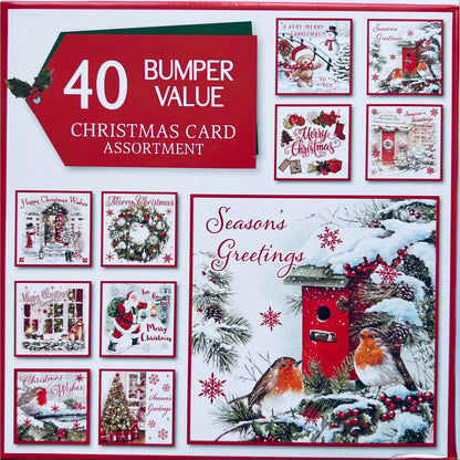 Multicoloured - Pack Shot - Bumper Value Assorted Designs Christmas Card (Pack of 40)