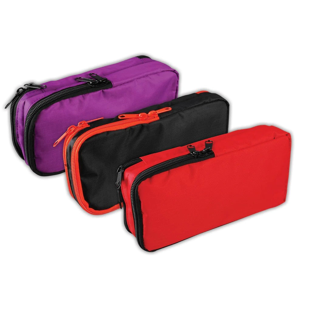 Purple-Black-Red - Front - Rectangular Pencil Case (Pack of 3)