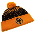 Yellow-Black - Front - Wolves Bobble Knitted Cuffed Beanie