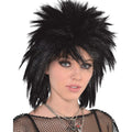 Jet Black - Front - Amscan Runaway Synthetic 80s Wig Set