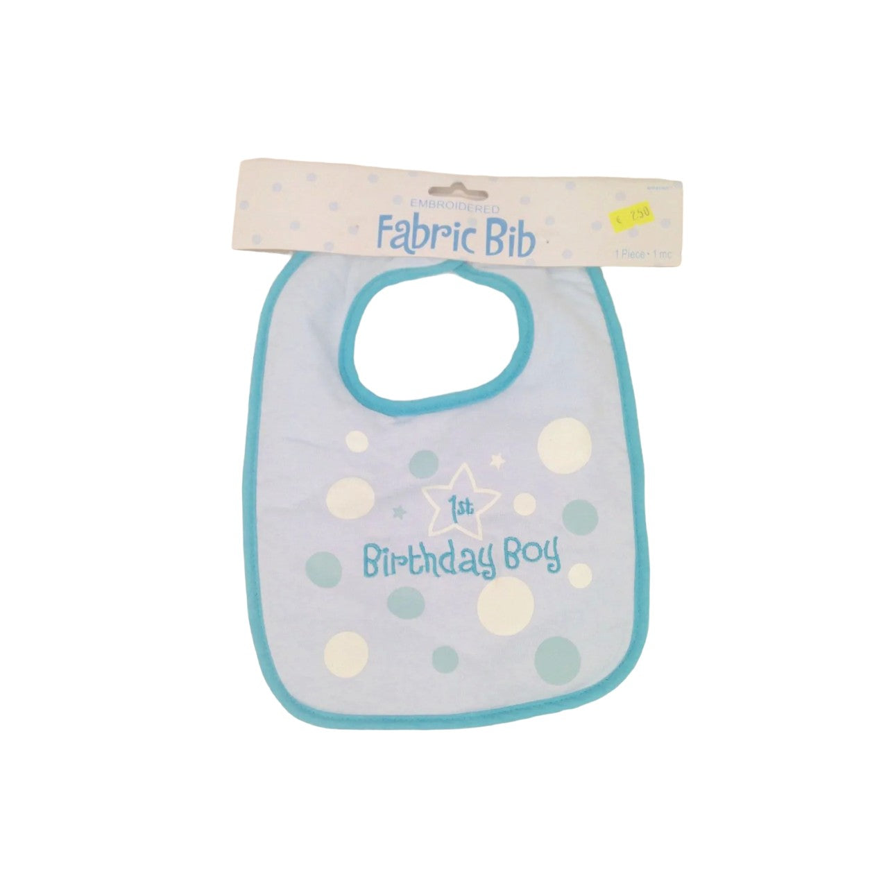 Blue - Front - Amscan Baby Fabric 1st Birthday Bib