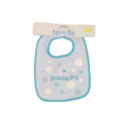 Blue - Front - Amscan Baby Fabric 1st Birthday Bib