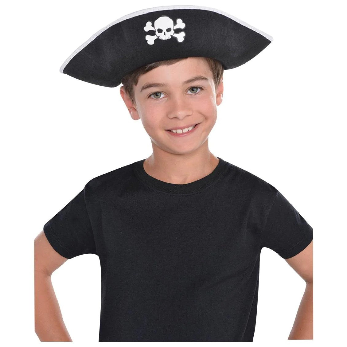 Black-White - Front - Amscan Pirate Costume Tricorn Hat