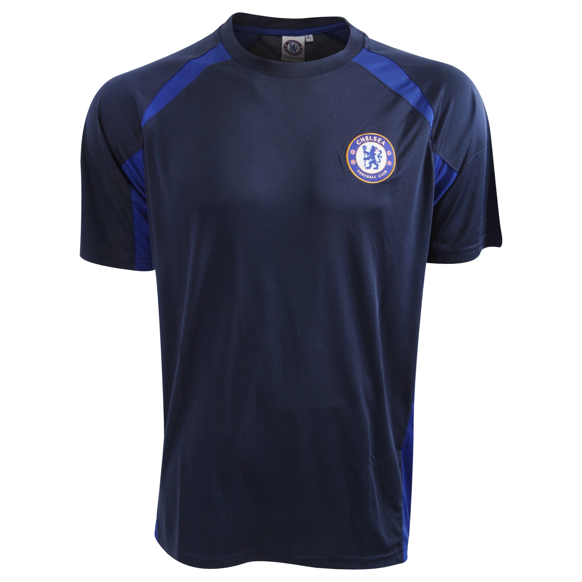 Navy - Front - Chelsea FC Mens Official Short Sleeve Football Crest T-Shirt