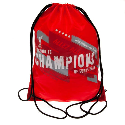 Red - Front - Liverpool FC Champions Of Europe Drawstring Bag
