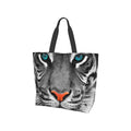 White-Black - Front - Womens-Ladies Tiger Print Tote Bag