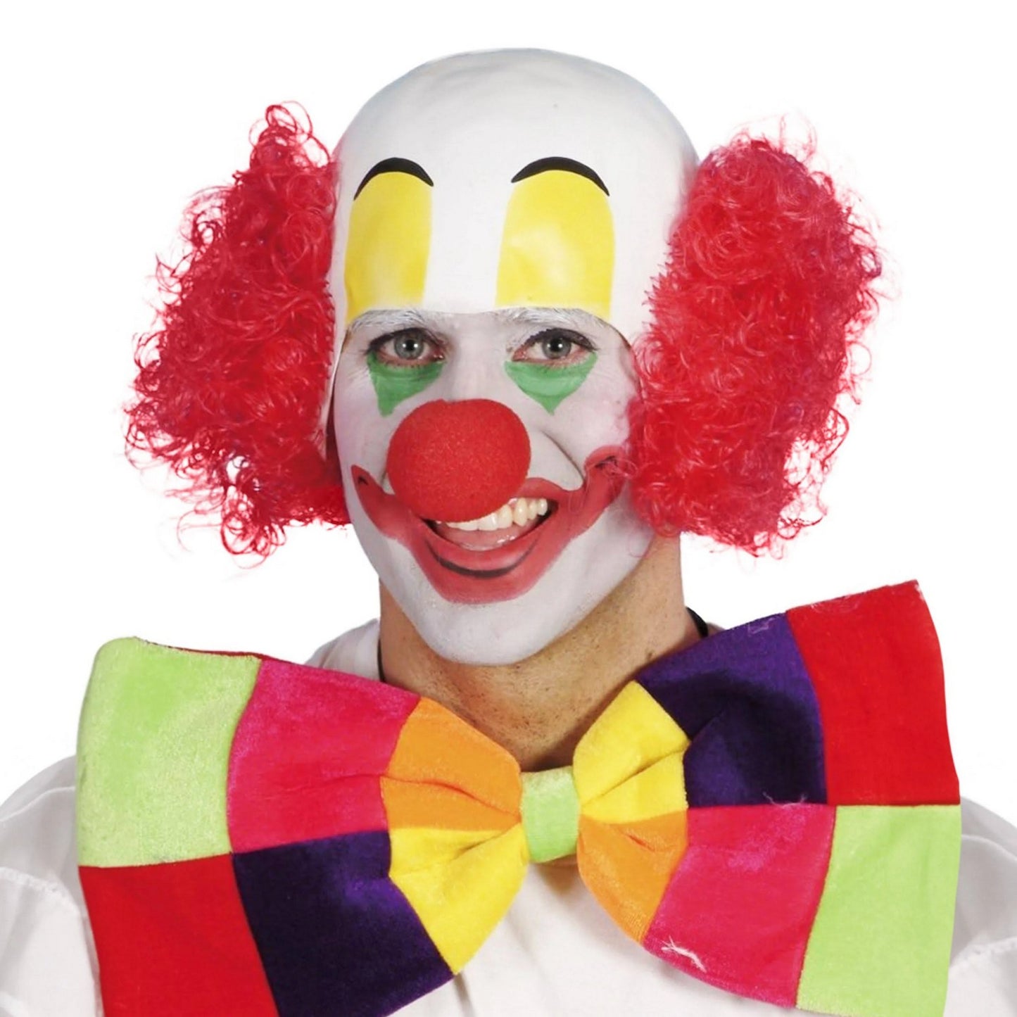 White-Yellow-Red - Front - Smiffys Clown Rubber Wig Cap