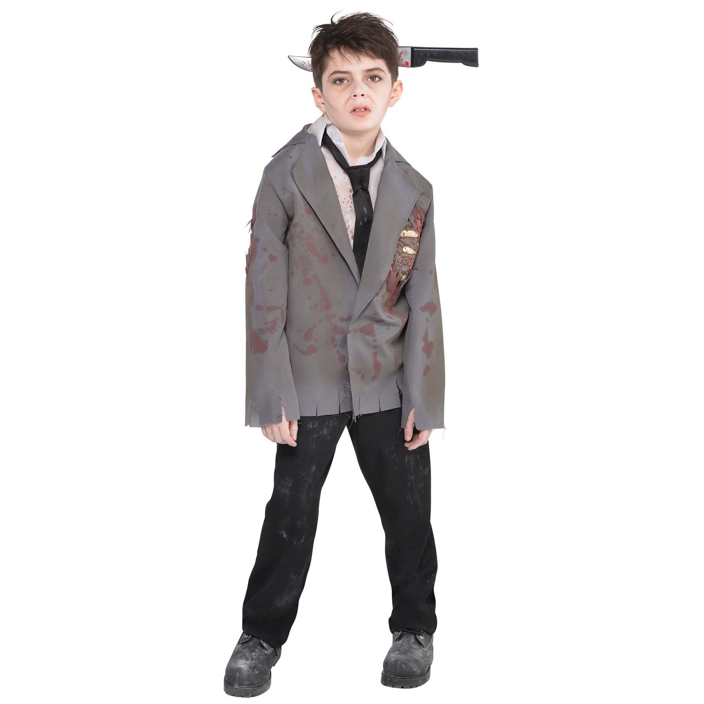 Grey-White-Black - Front - Amscan Boys Zombie Costume