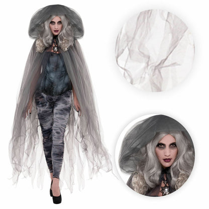 Grey - Back - Amscan Ghost Hooded Cloak
