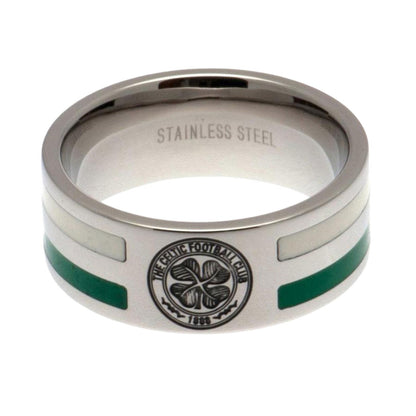 Silver - Front - Celtic FC Stripe Ring