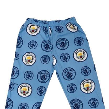 Sky Blue - Back - Manchester City FC Boys Fleece Crest Lounge Pants