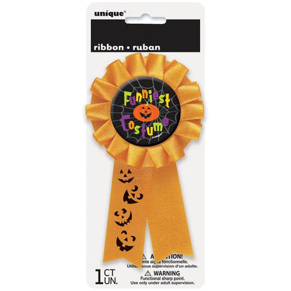 Gold-Black - Back - Unique Party Rosette Halloween Award Ribbon