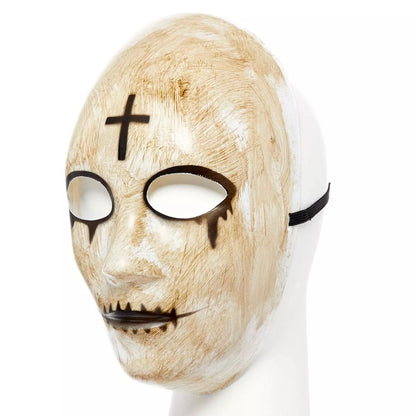 Beige-White-Black - Side - Amscan Unisex Adult Cross Halloween Mask