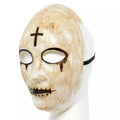 Beige-White-Black - Side - Amscan Unisex Adult Cross Halloween Mask