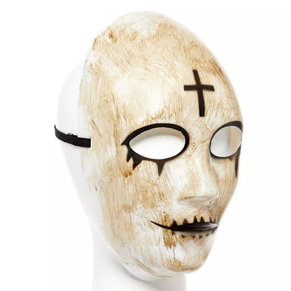 Beige-White-Black - Lifestyle - Amscan Unisex Adult Cross Halloween Mask