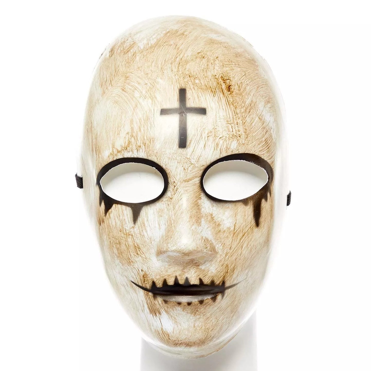 Beige-White-Black - Front - Amscan Unisex Adult Cross Halloween Mask