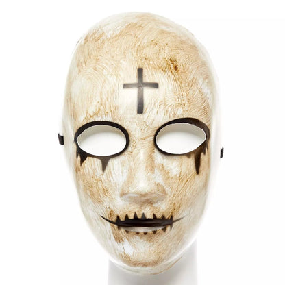 Beige-White-Black - Front - Amscan Unisex Adult Cross Halloween Mask