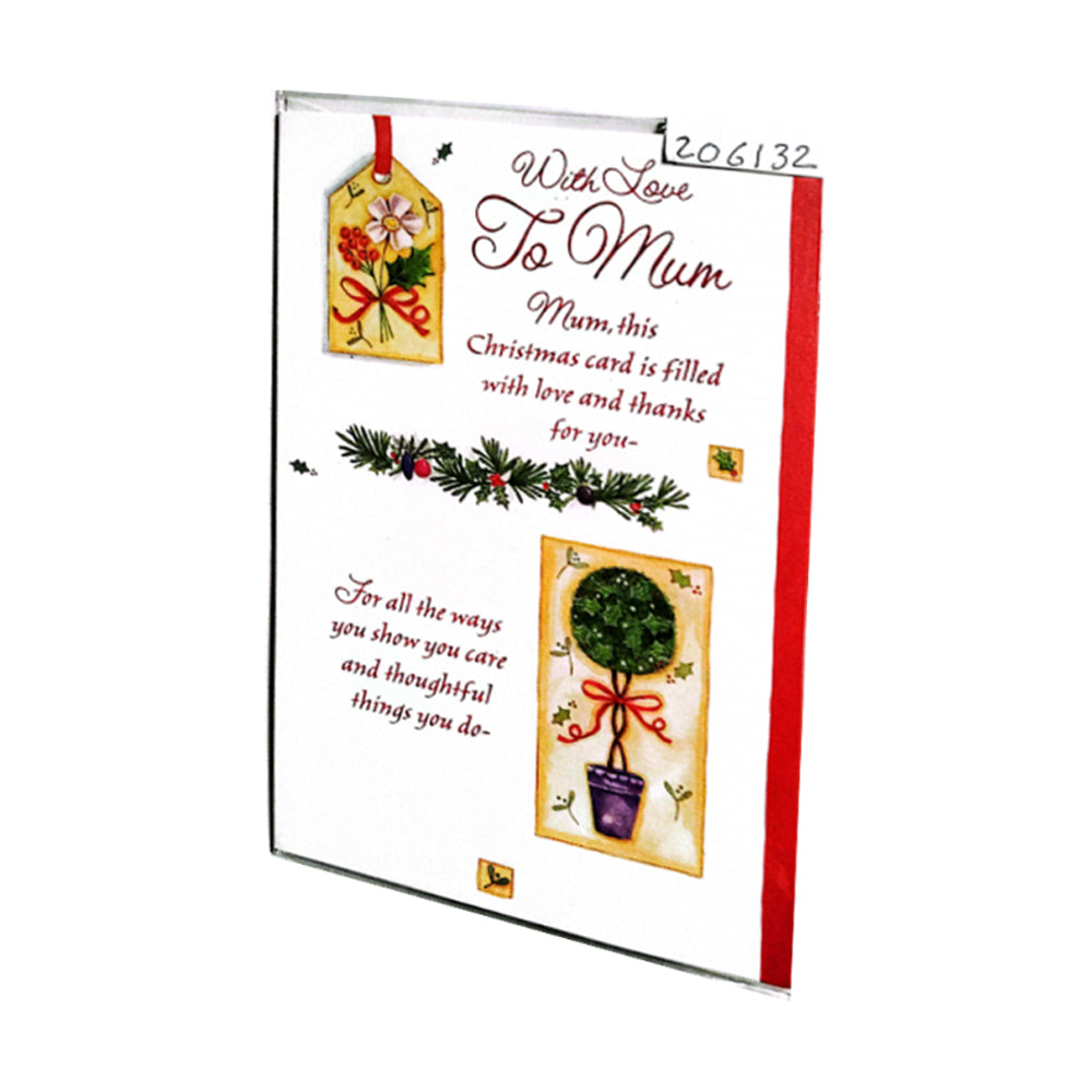 White-Red-Green - Back - With Love To Mum Christmas Card