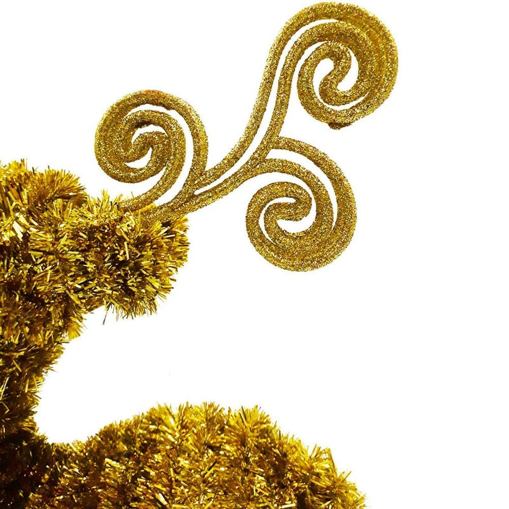 Gold - Side - Amscan Tinsel 3D Deer Christmas Decoration (Pack of 19)