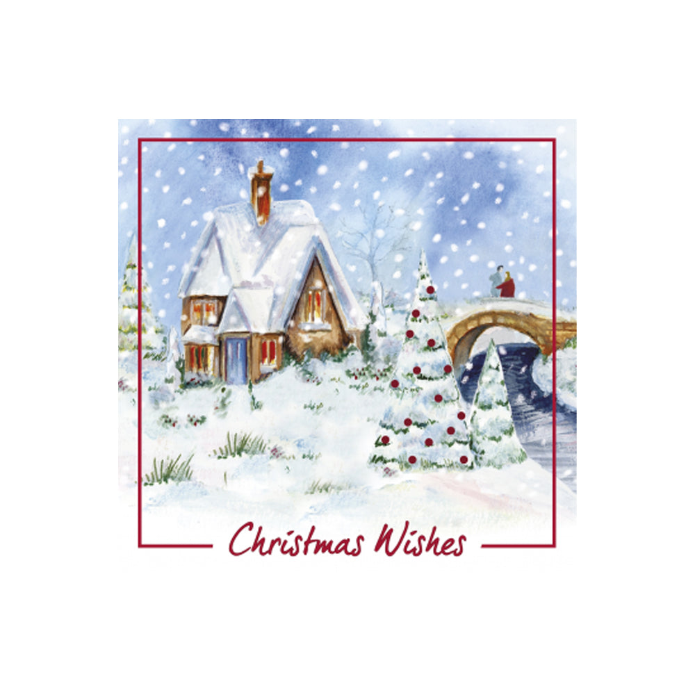 White-Green-Blue - Front - Eurowrap Winter Home Christmas Card (Pack of 12)