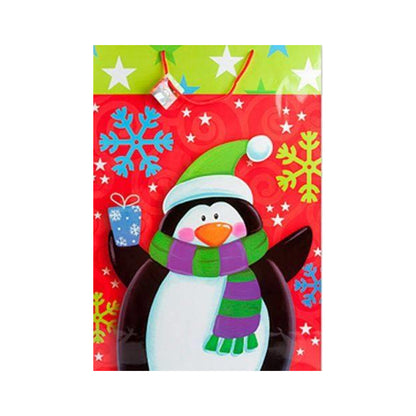 Red-Multicoloured - Back - Unique Party Penguin Christmas Gift Bag
