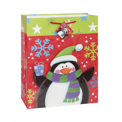 Red-Multicoloured - Front - Unique Party Penguin Christmas Gift Bag