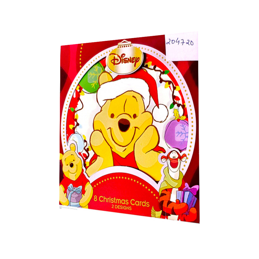 Yellow-Red-White - Back - Winnie the Pooh Tigger Christmas Card (Pack of 8)