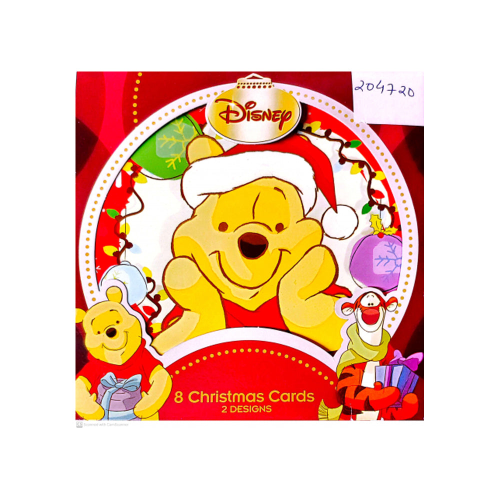 Yellow-Red-White - Front - Winnie the Pooh Tigger Christmas Card (Pack of 8)