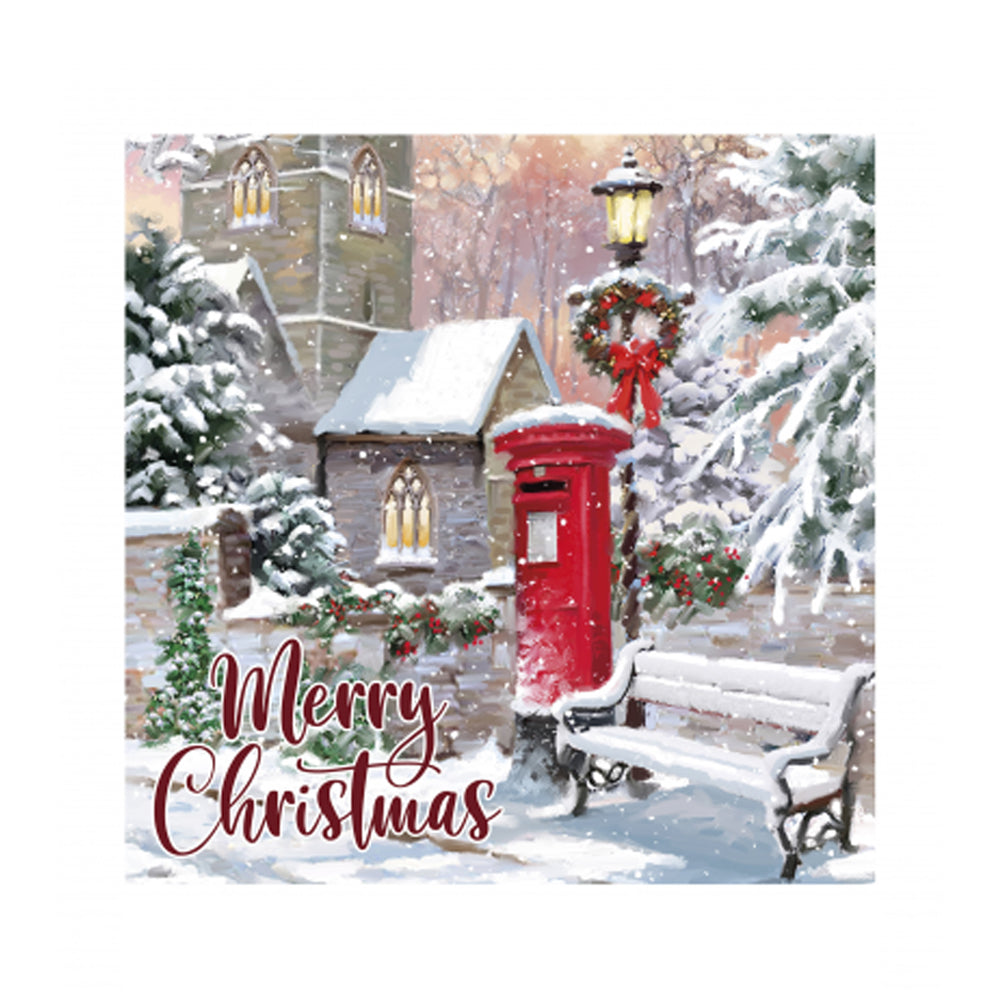 Multicoloured - Front - Eurowrap Winter Village Christmas Card (Pack of 12)