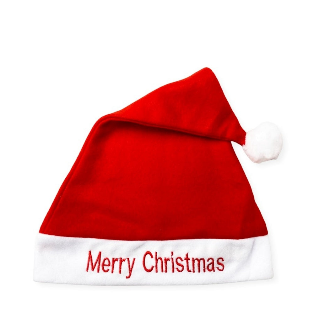 Red-White - Back - Deluxe Merry Christmas Plush Santa Hat